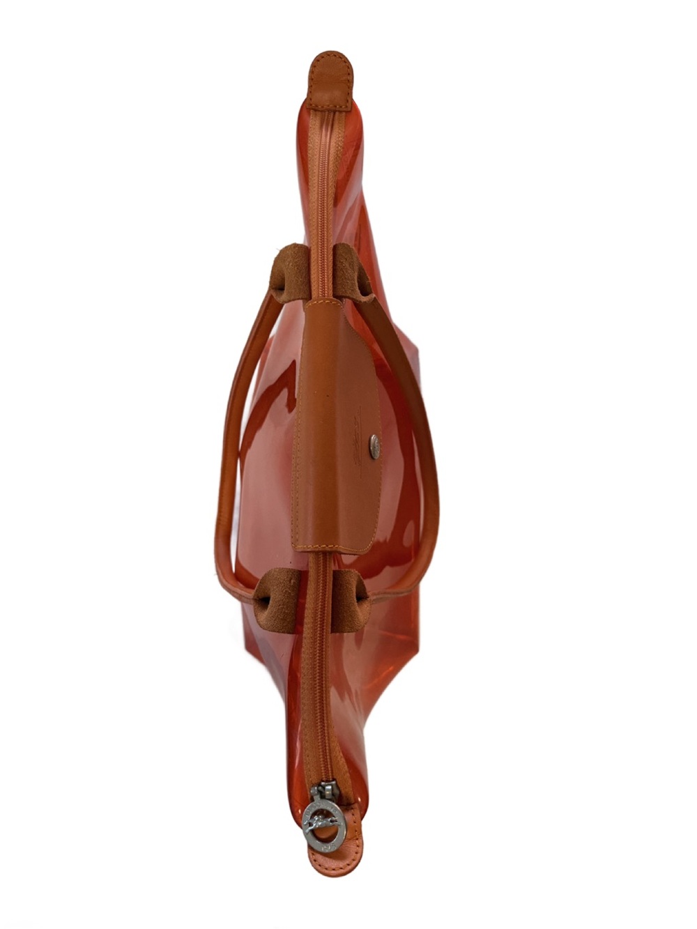 Longchamp Le Pliage Transparent Orange PVC Shoulder Tote -Made in France - Picture 7 of 14
